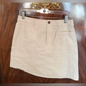 J.Crew Factory Khaki Cotton Linen Mini Skirt Size 10 Pockets Neutral Casual NWT
